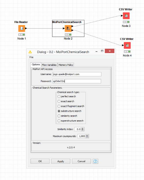 Molport Chemical Search KNIME Node