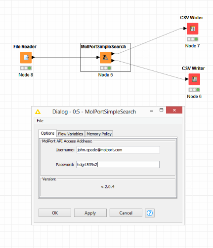 Molport Simple Search KNIME Node